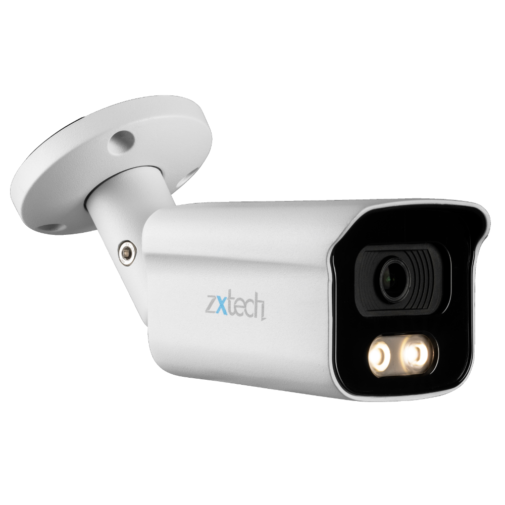 Zxtech Full Colour Night Vision 4K 8MP Bullet PoE IP CCTV AI Camera | Face Recognition Built-in Microphone Sony Starvis